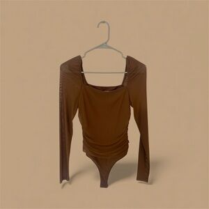 Elegant Brown Long Sleeve Bodysuit
